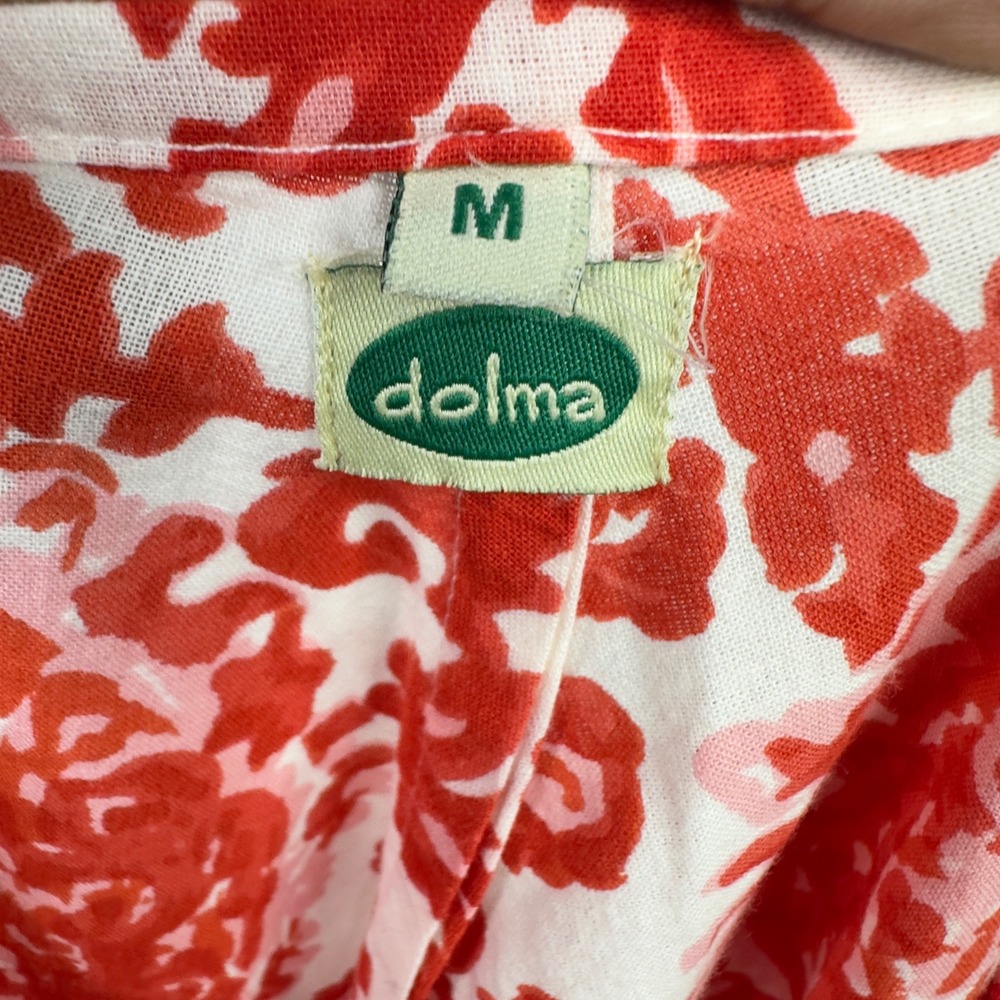 Dolma Dress Womens M Red White Damask Casual Maxi Boho Coastal Festival Vacation - Picture 11 of 13